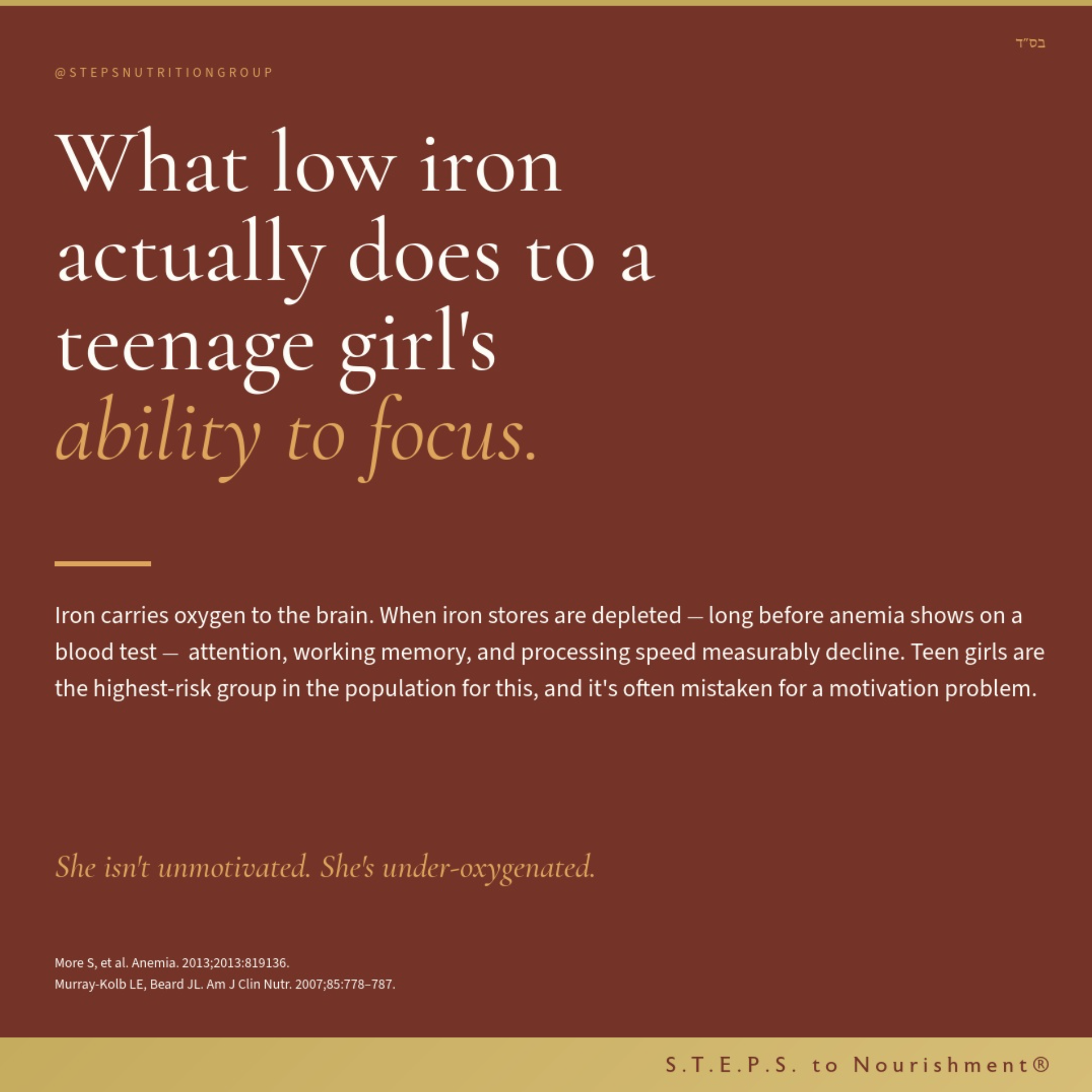 How low iron affects a teenage girl's ability to focus